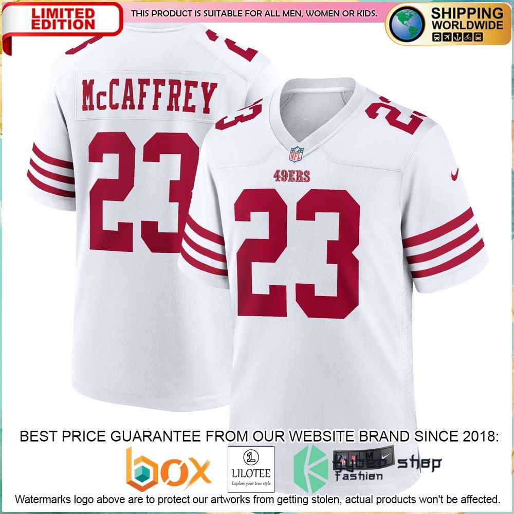 christian mccaffrey san francisco 49ers nike white football jersey 1 20