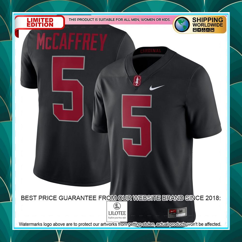 christian mccaffrey stanford cardinal nike black football jersey 1 782