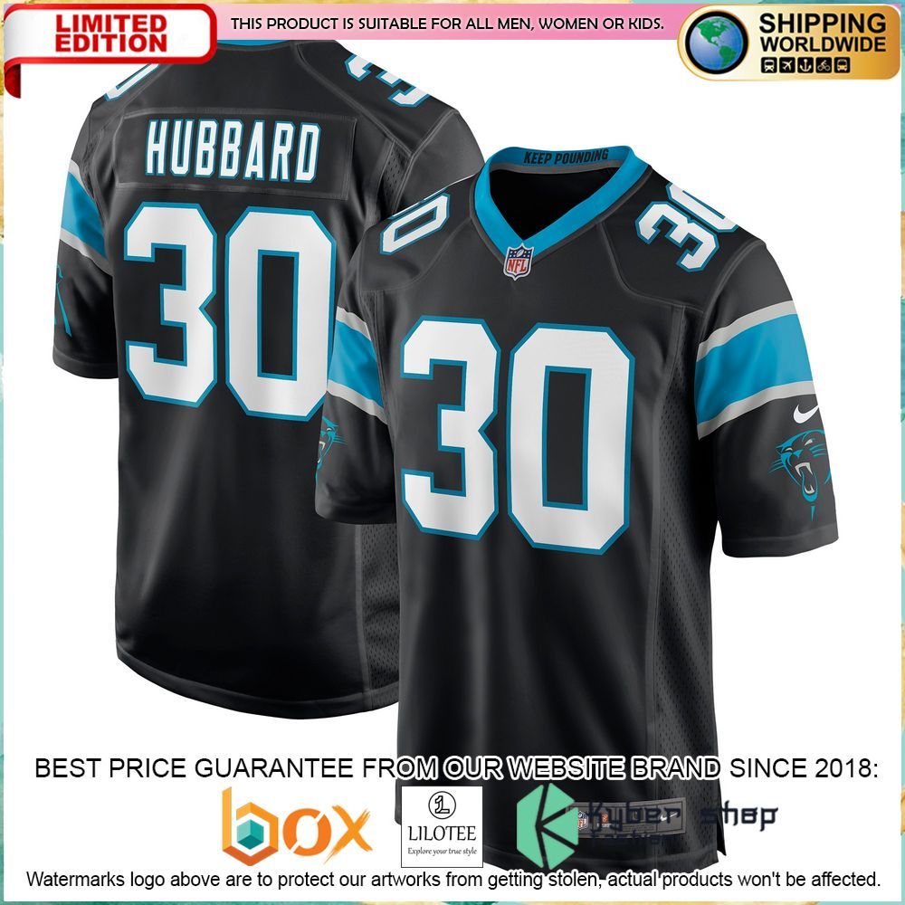 chuba hubbard carolina panthers nike black football jersey 1 311