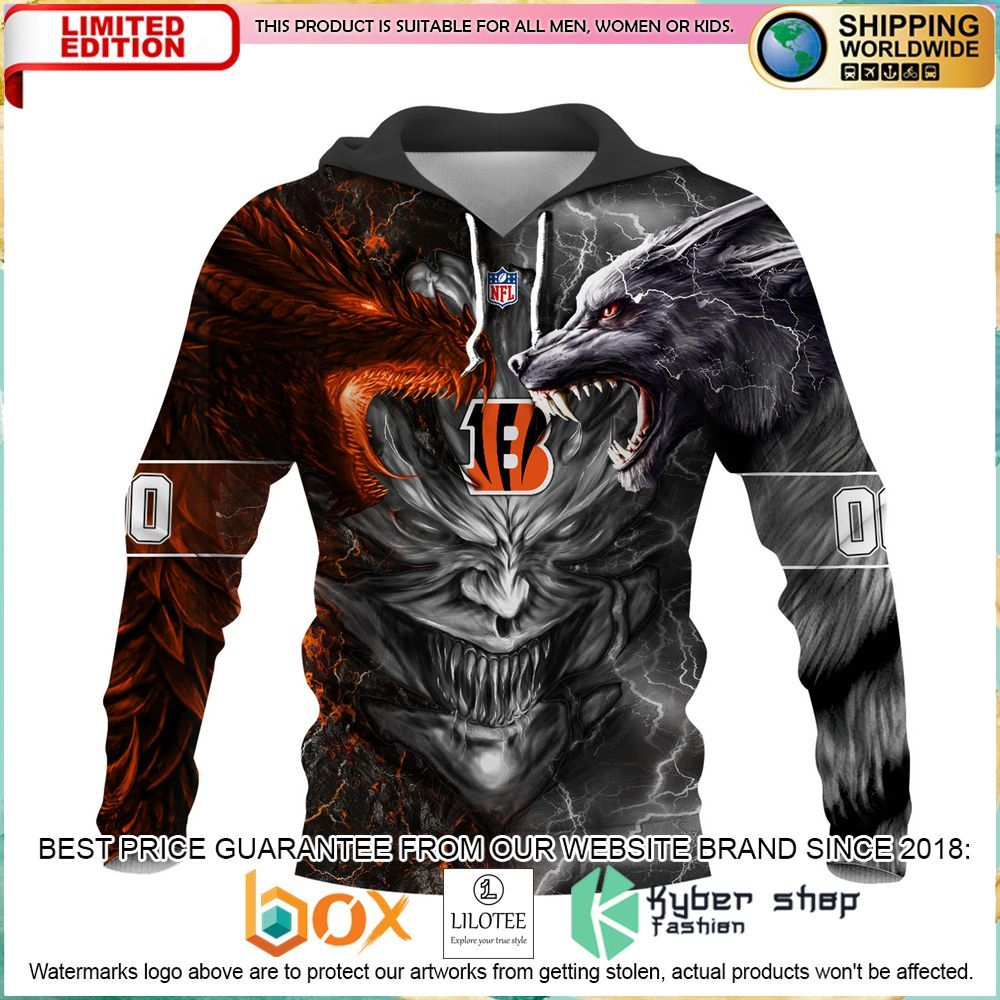 cincinnati bengals demon face dragon wolf personalized hoodie pant 1 80