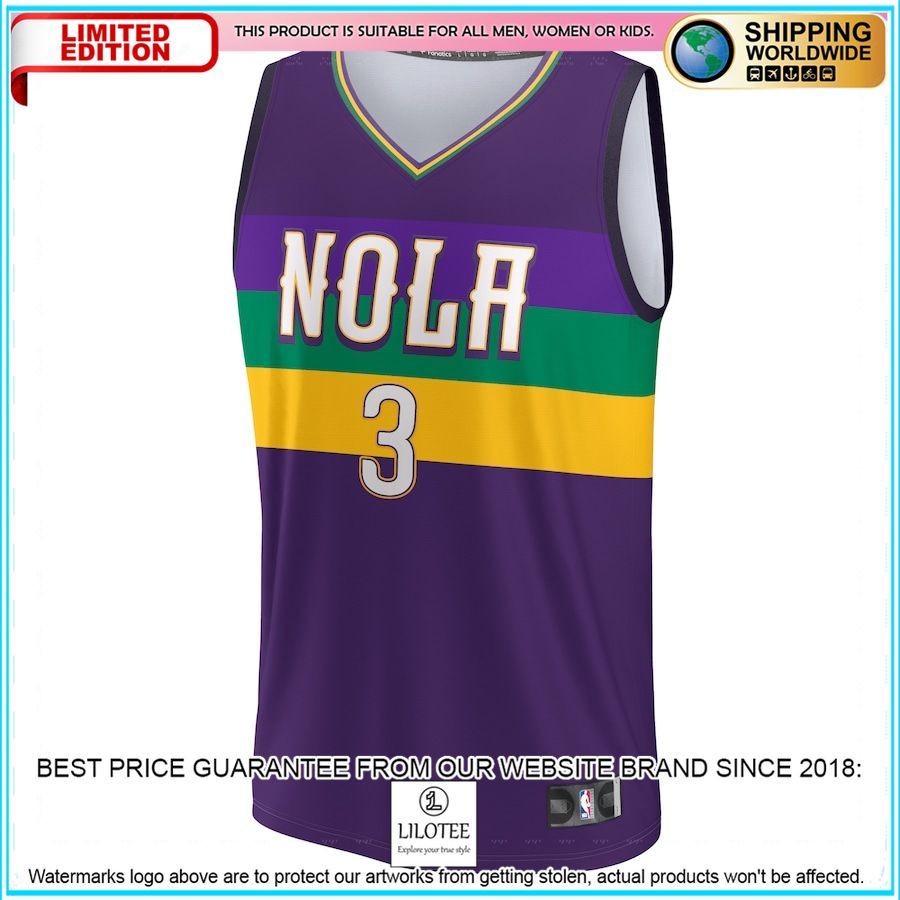 cj mccollum new orleans pelicans youth 2022 23 purple basketball jersey 2 650