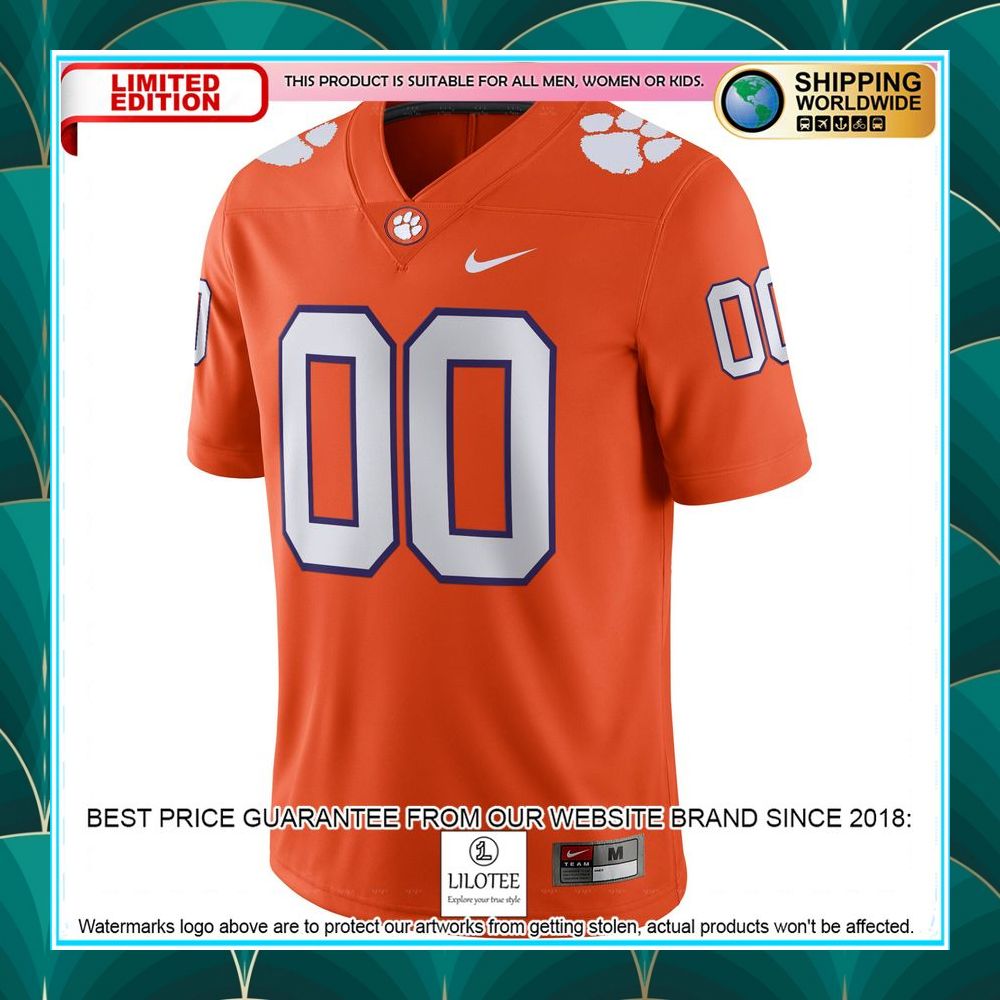 clemson tigers nike custom nil orange football jersey 2 664