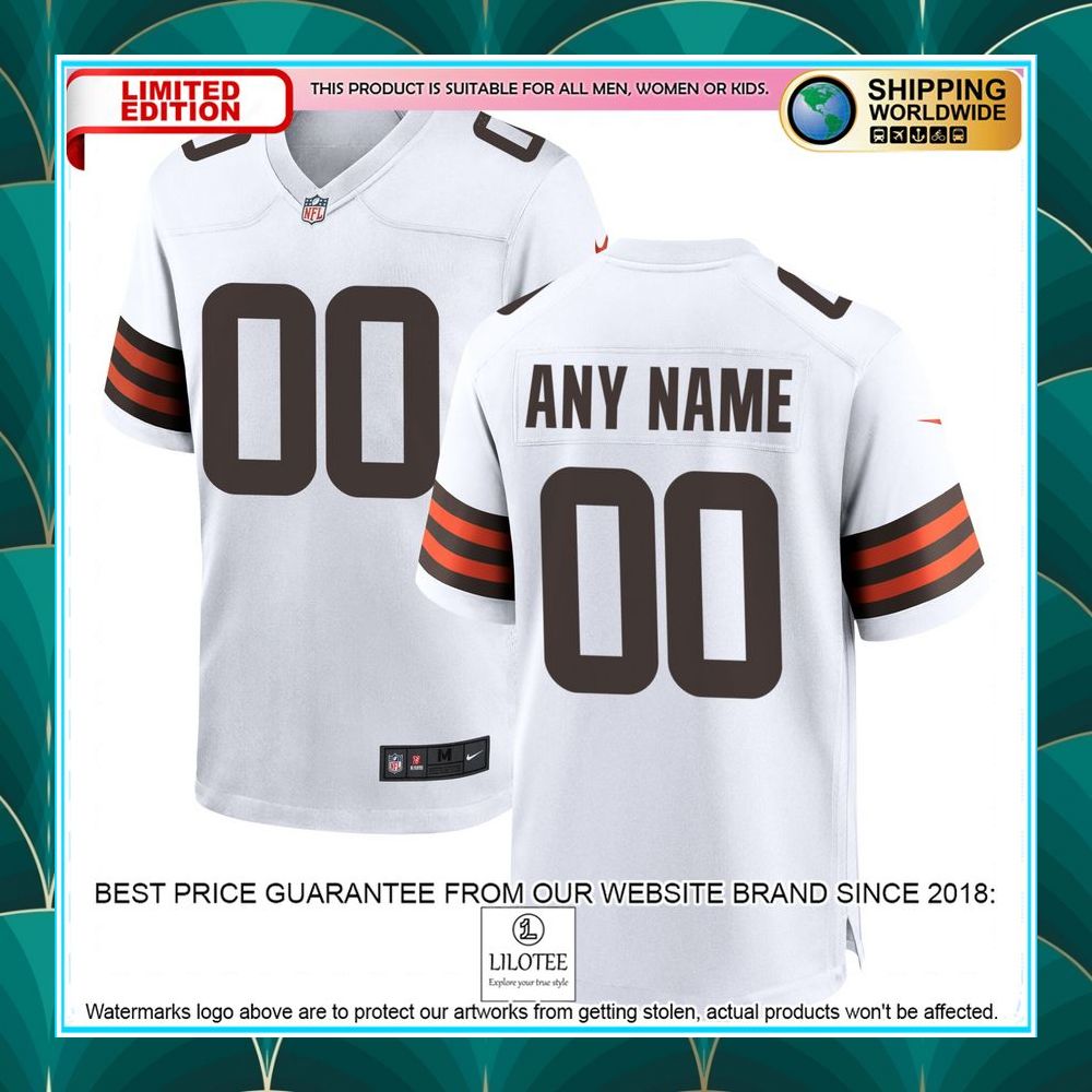 cleveland browns custom white football jersey 1 192