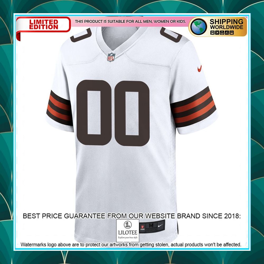 cleveland browns custom white football jersey 2 229