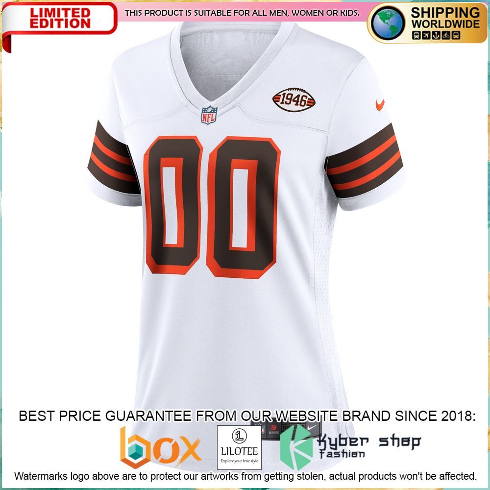 cleveland browns nike womens 1946 collection alternate custom white football jersey 2 499