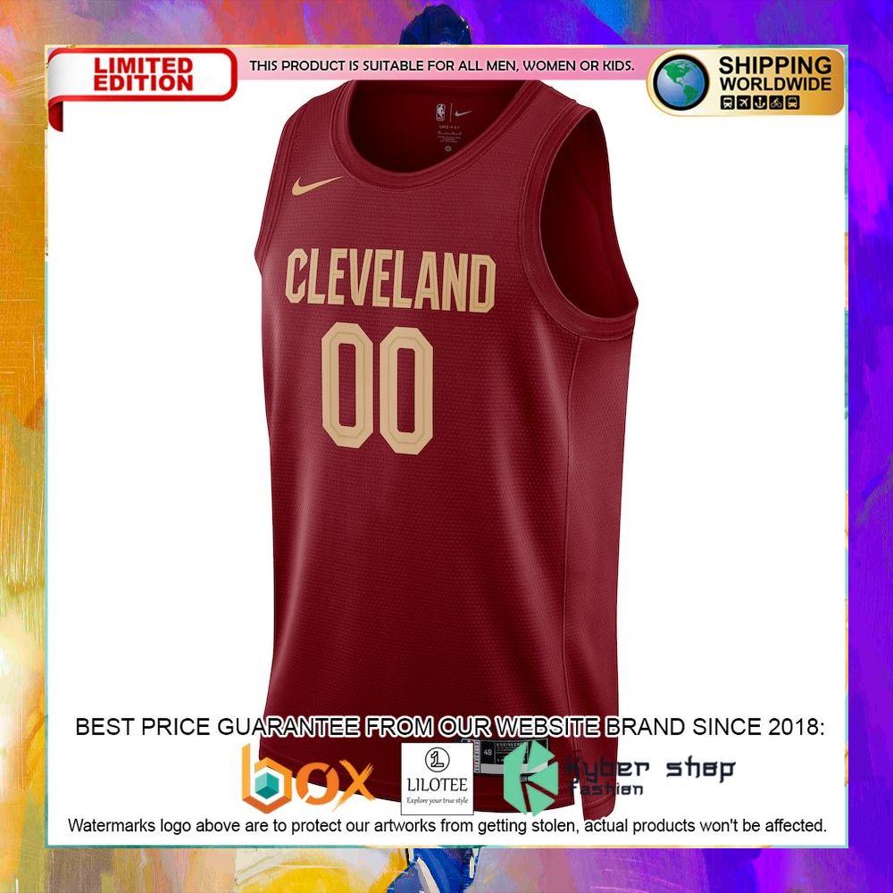 cleveland cavaliers 2022 23 custom wine basketball jersey 2 422