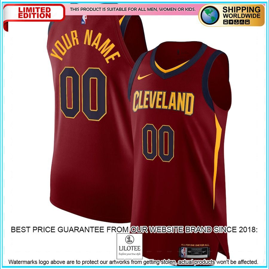 cleveland cavaliers nike authentic custom maroon basketball jersey 1 235