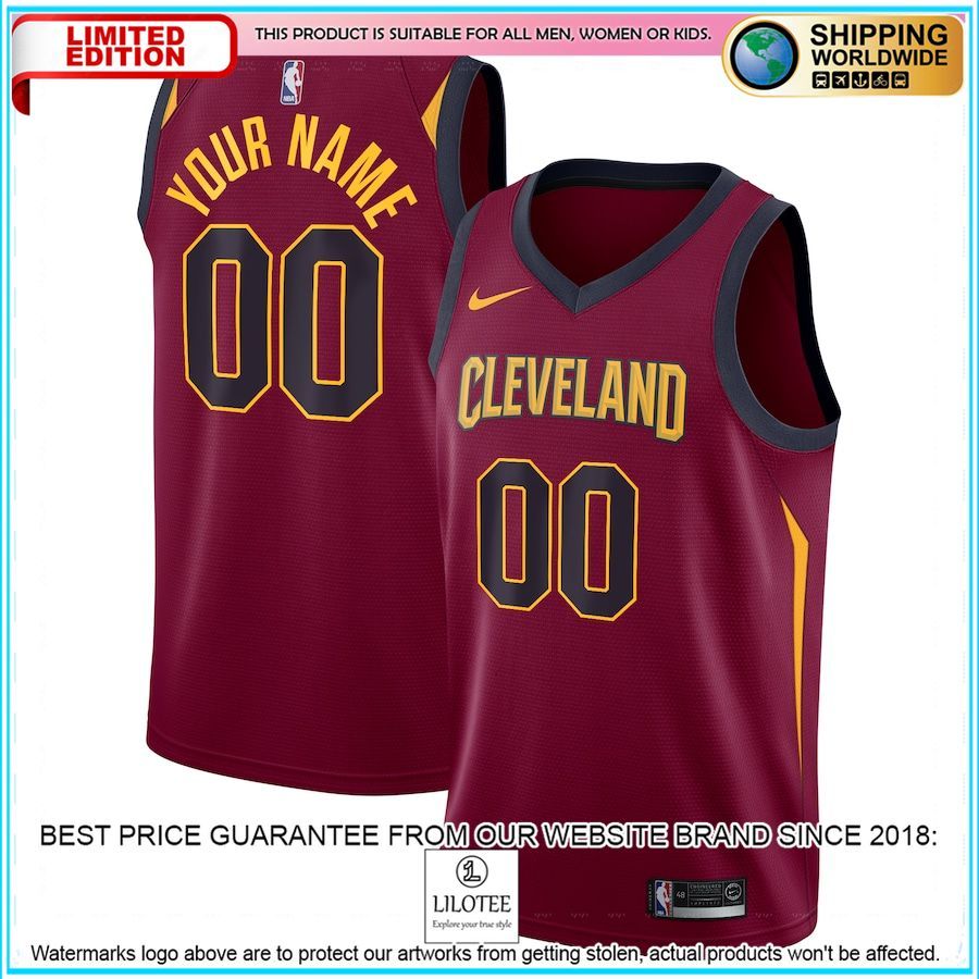 cleveland cavaliers nike custom maroon basketball jersey 1 809