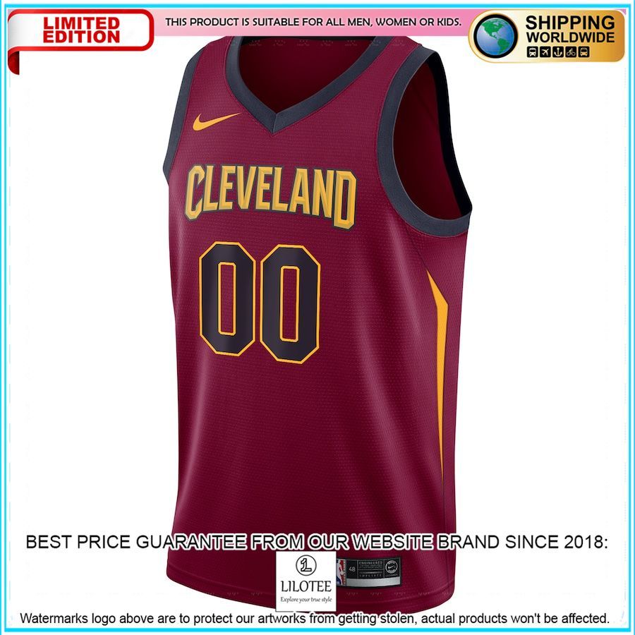 cleveland cavaliers nike custom maroon basketball jersey 2 786