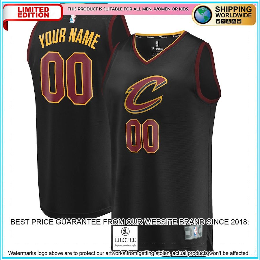 cleveland cavaliers youth custom black basketball jersey 1 957