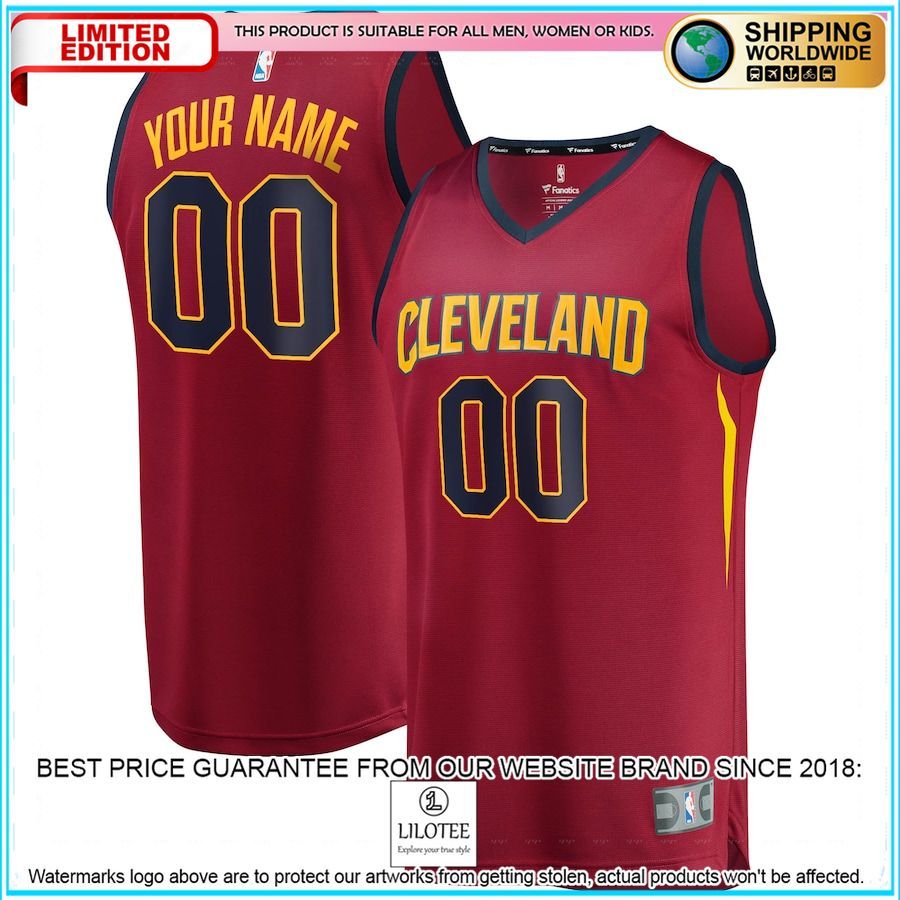 cleveland cavaliers youth custom wine basketball jersey 1 266