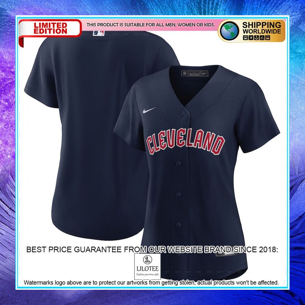 cleveland guardians nike women alternate official navy baseball jersey 1 308
