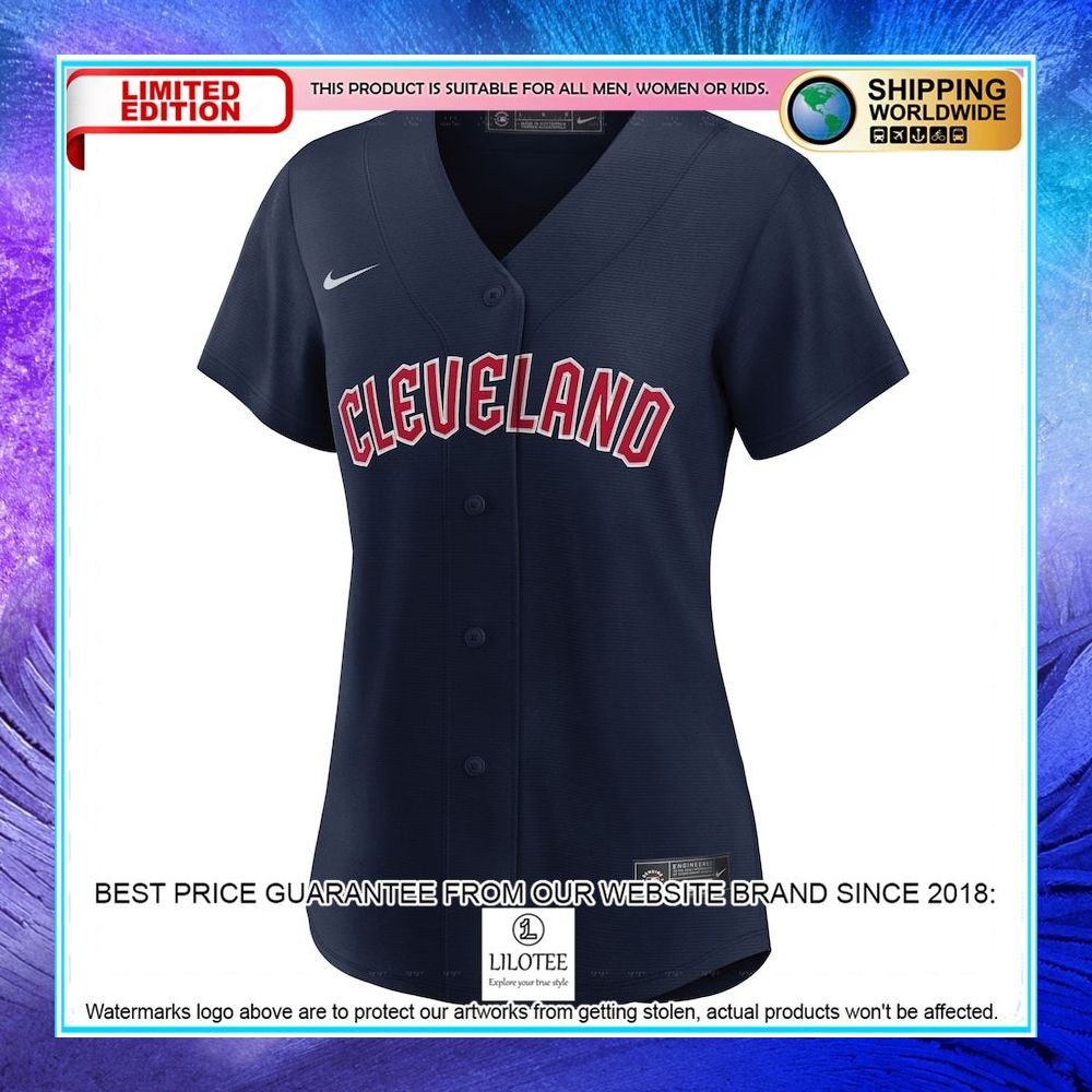 cleveland guardians nike women alternate official navy baseball jersey 2 638