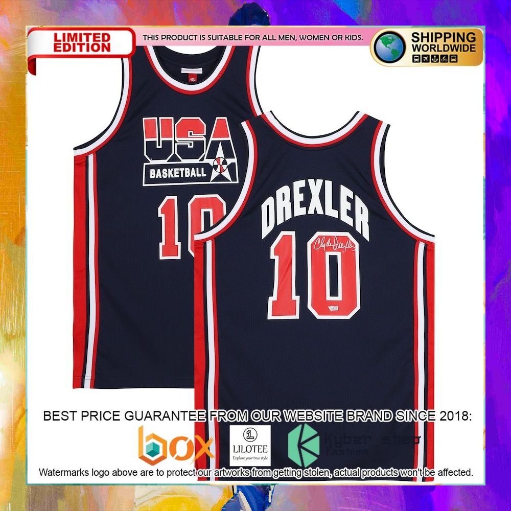 clyde drexler portland trail blazers team usa basketball jersey 1 535
