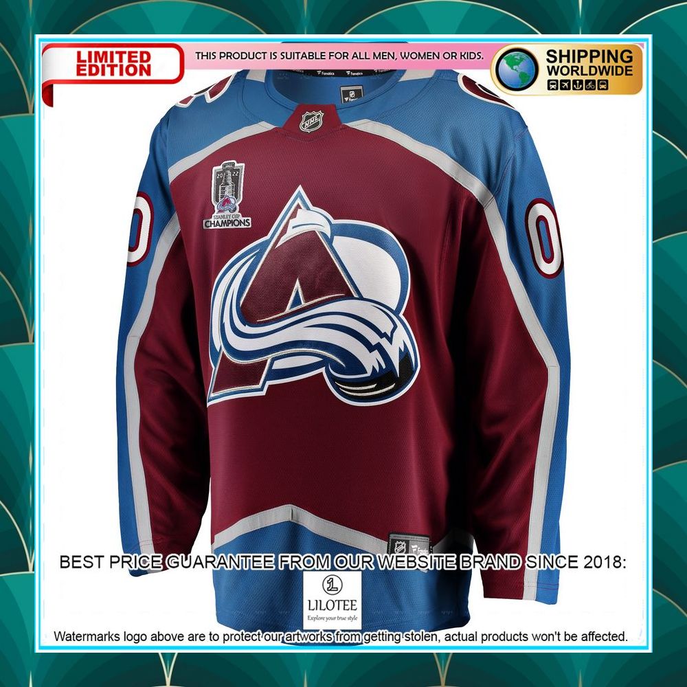 colorado avalanche home 2022 stanley cup champions custom burgundy hockey jersey 2 969