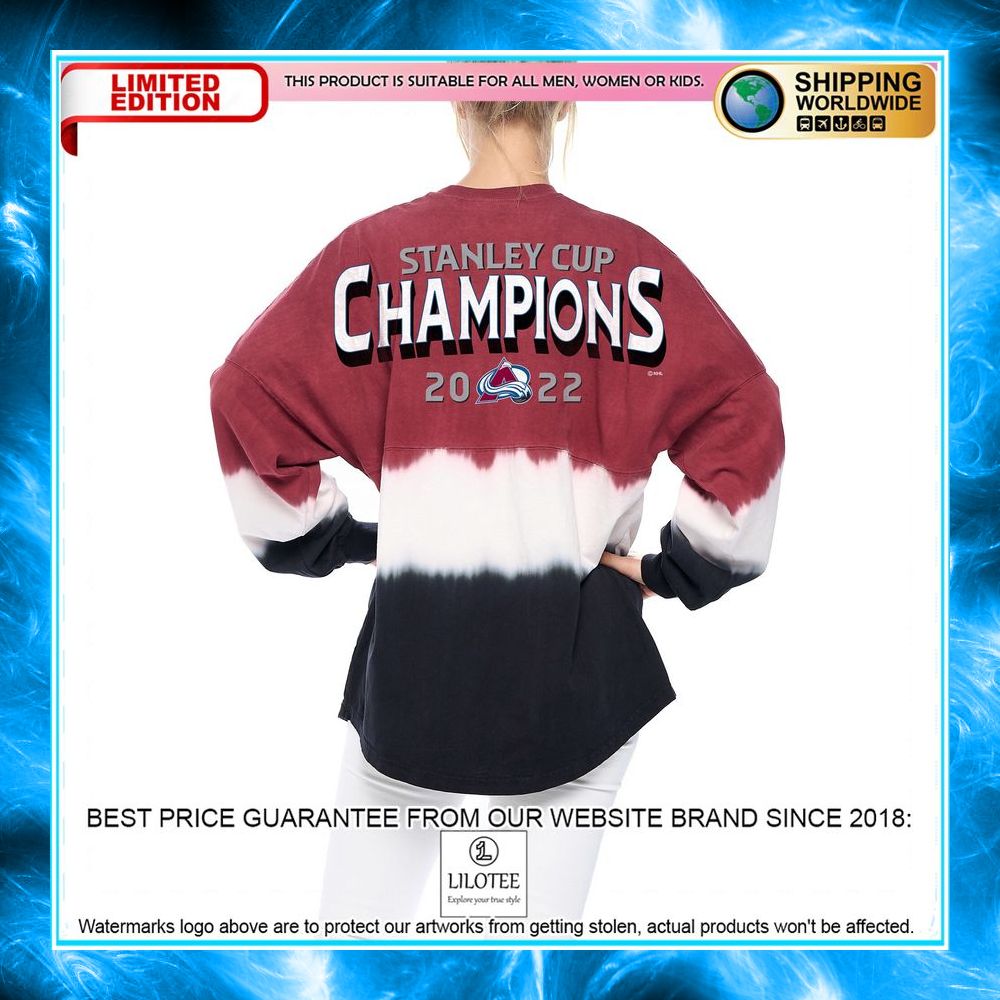 colorado avalanche womens 2022 stanley cup champions horizontal ombre spirit burgundy hockey jersey 1 596