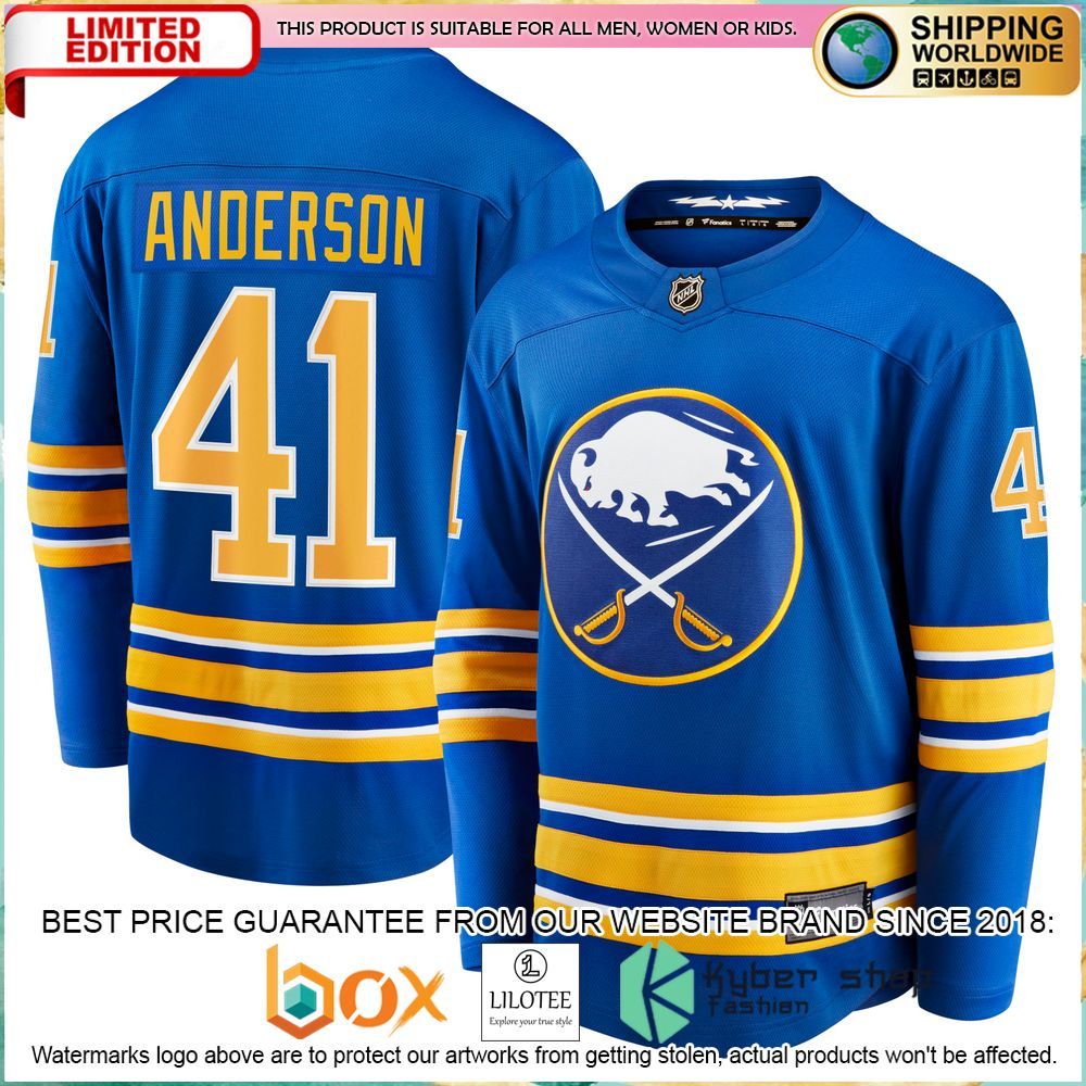 craig anderson buffalo sabres royal hockey jersey 1 223