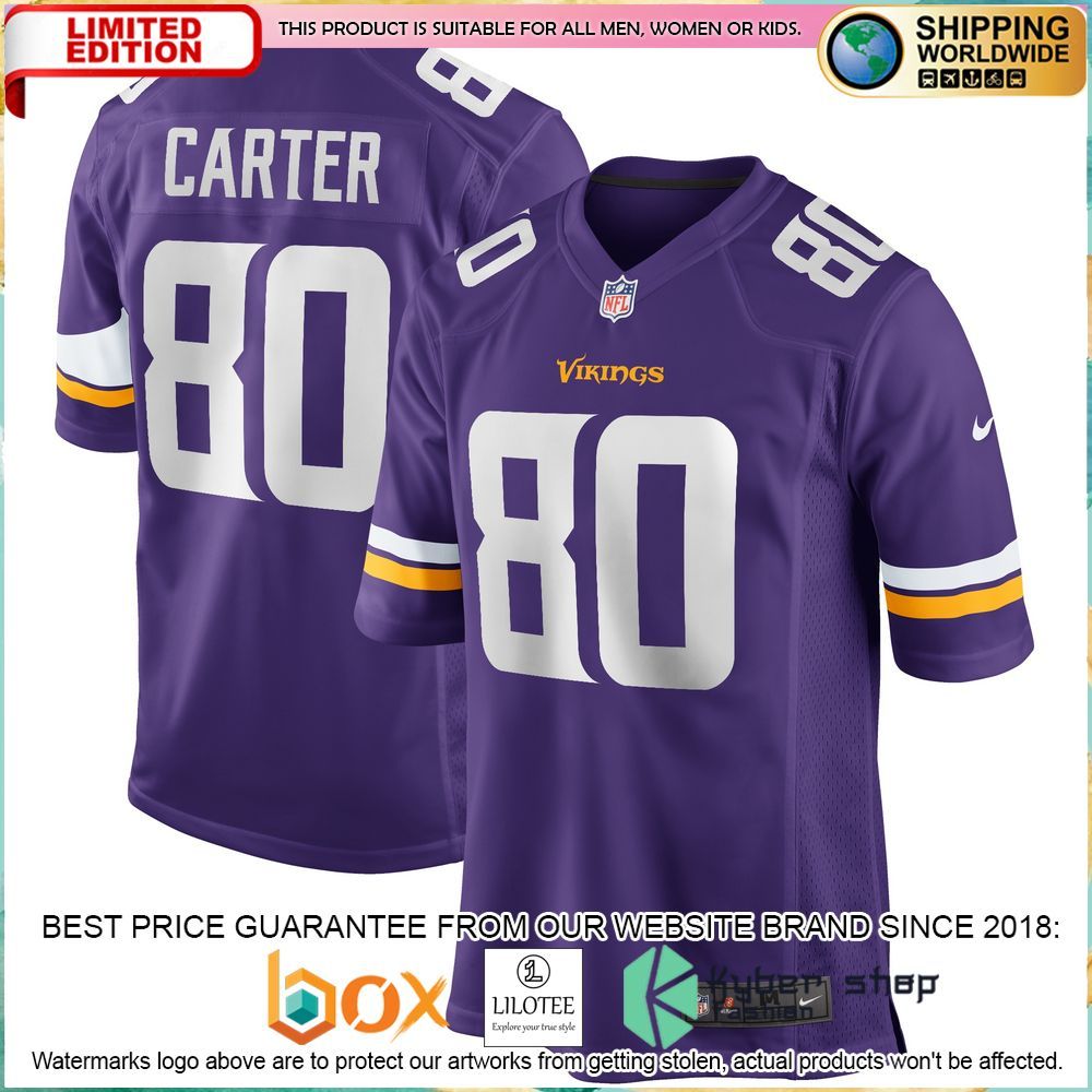 cris carter minnesota vikings nike retired purple football jersey 1 426