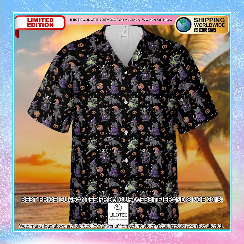 cute toothless halloween pattern hawaiian shirt 2 908