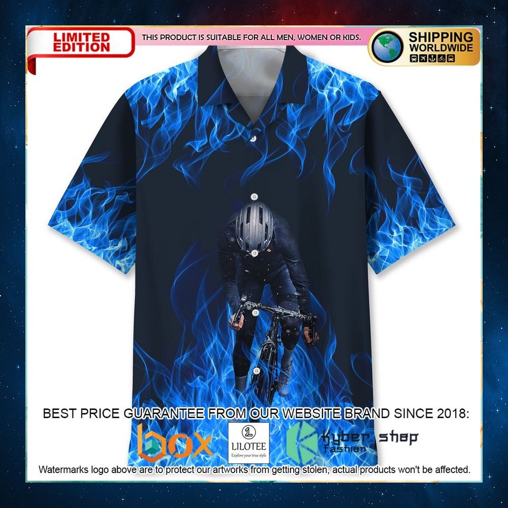cycling blue fire hawaiian shirt 1 751
