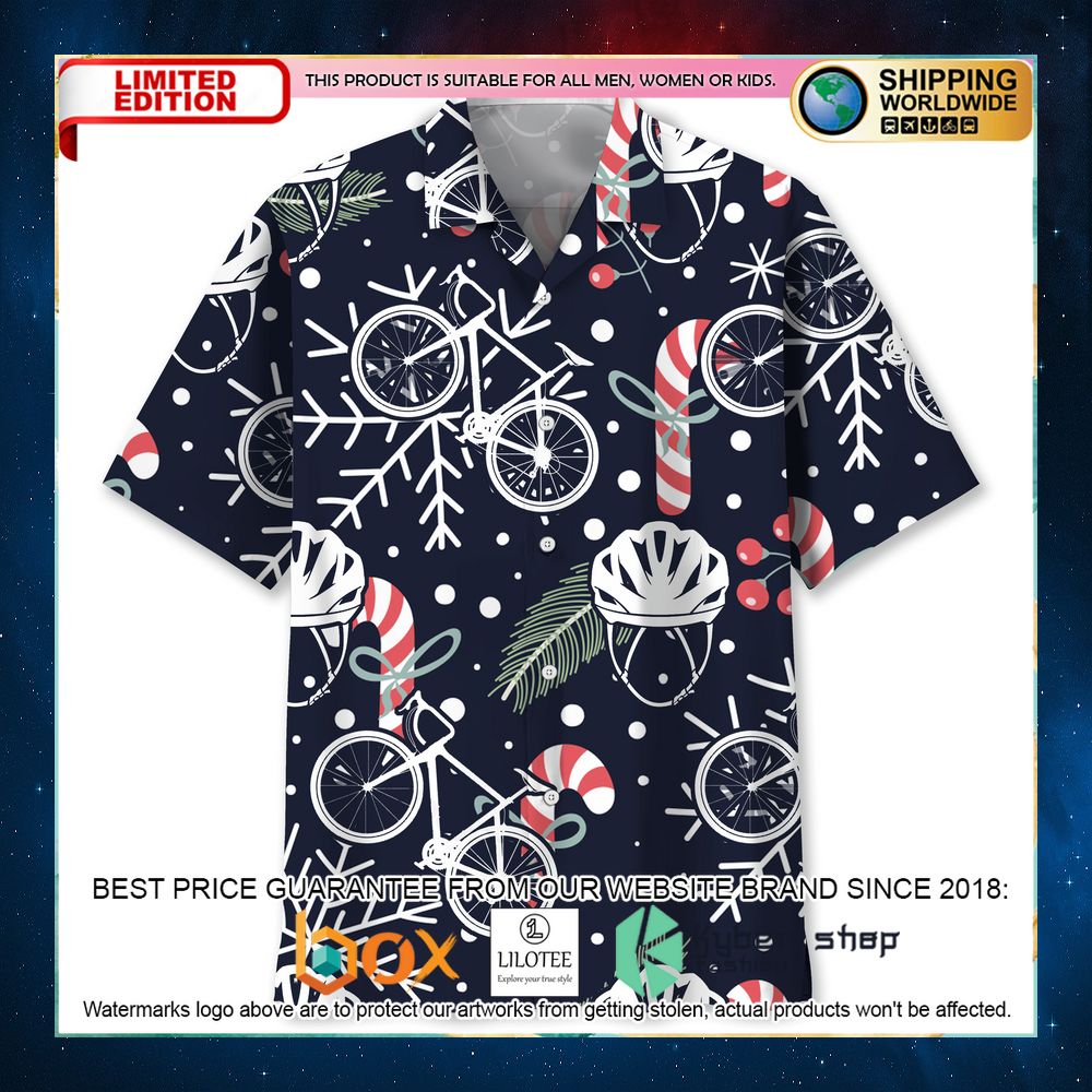 cycling christmas hawaiian shirt 1 973