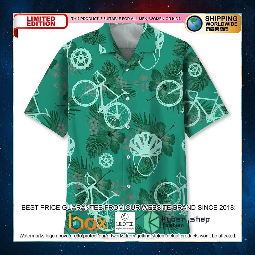 cycling kelly green hawaiian shirt 1 812