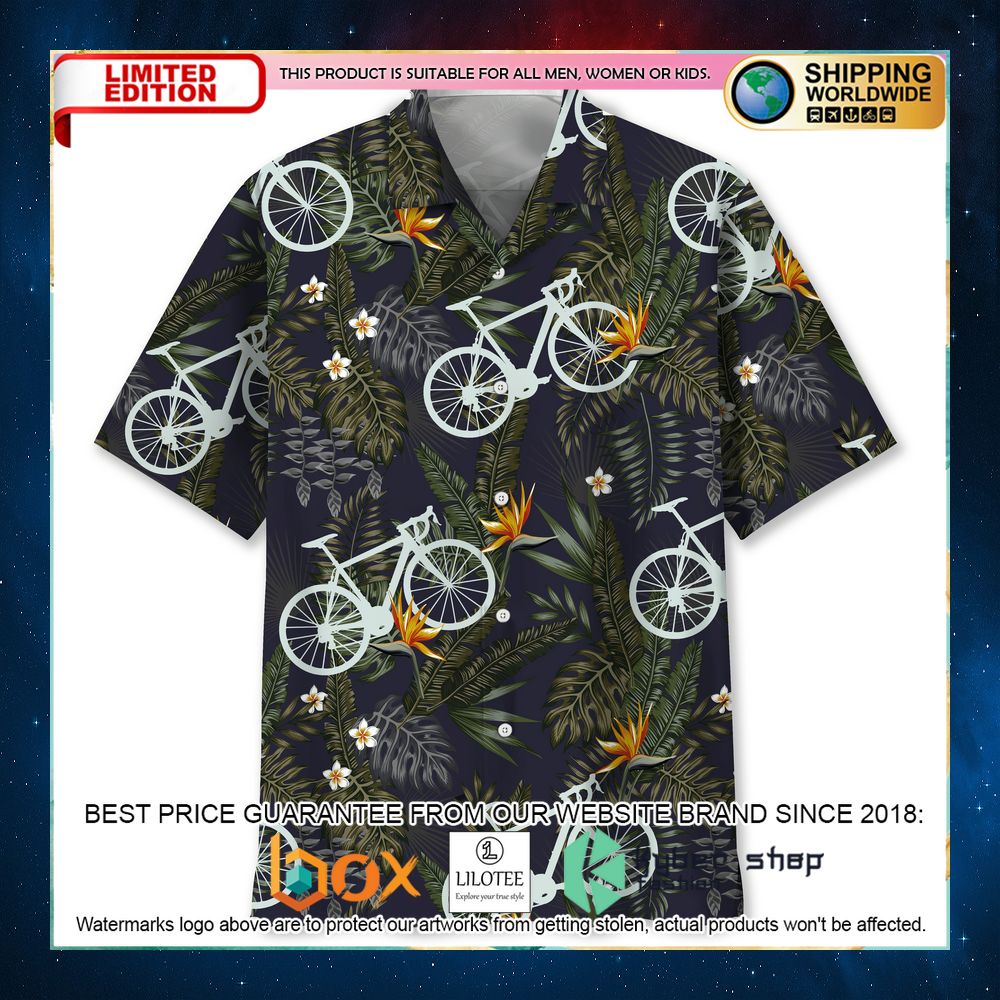 cycling nature green hawaiian shirt 1 485