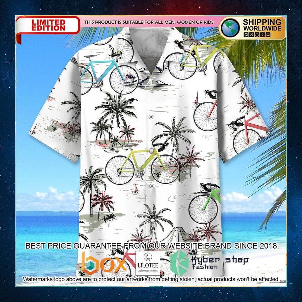 cycling palm tree hawaiian shirt 2 889