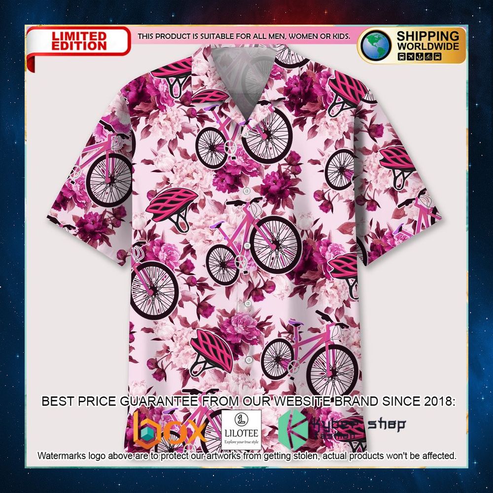 cycling pink flower hawaiian shirt 1 215