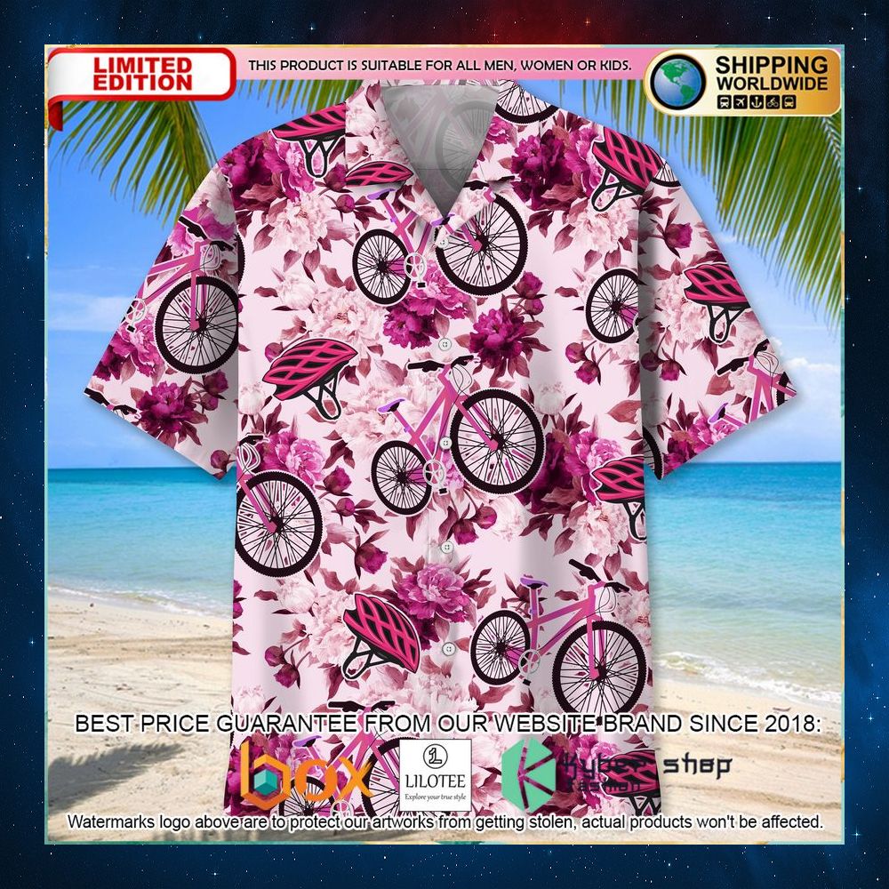 cycling pink flower hawaiian shirt 2 416