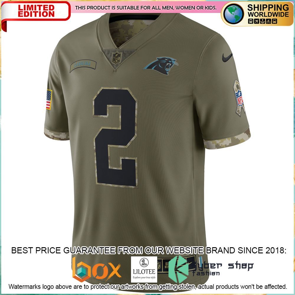 d j moore carolina panthers team nike 2022 salute to service olive football jersey 2 160