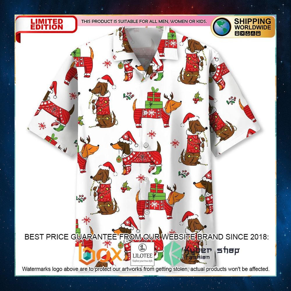 dachshund christmas hawaiian shirt 1 748