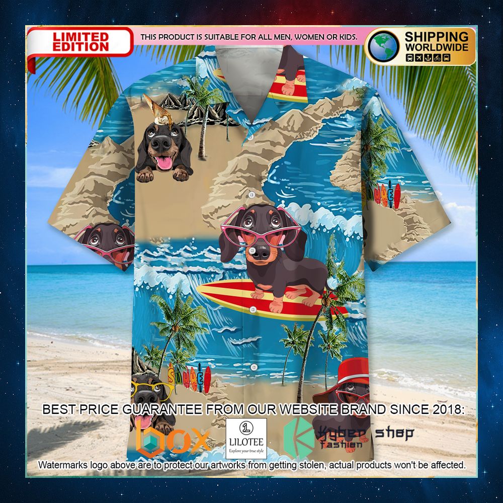 dachshund cute beach hawaiian shirt 2 569