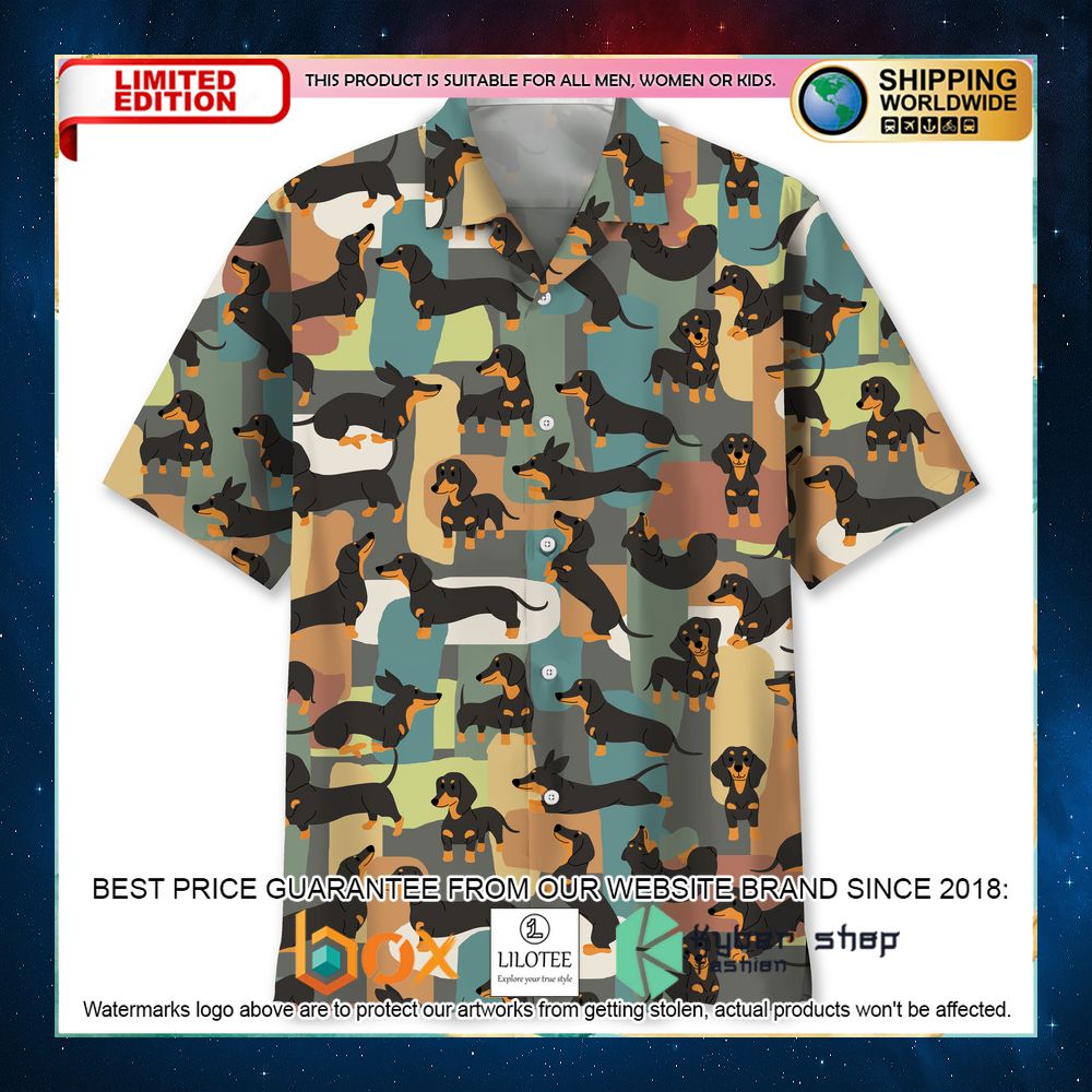 dachshund funny color hawaiian shirt 1 917