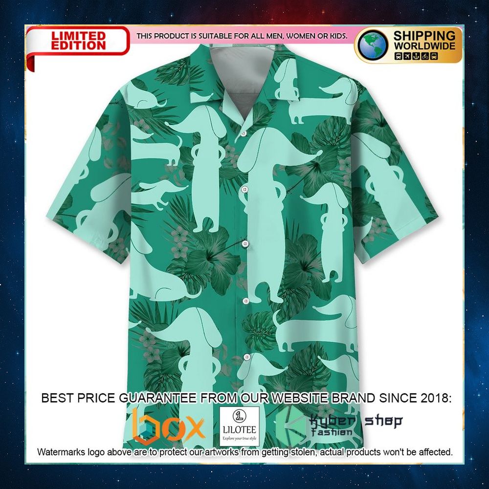 dachshund kelly green hawaiian shirt 1 854
