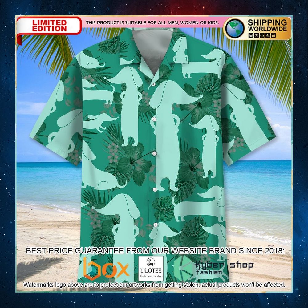 dachshund kelly green hawaiian shirt 2 462