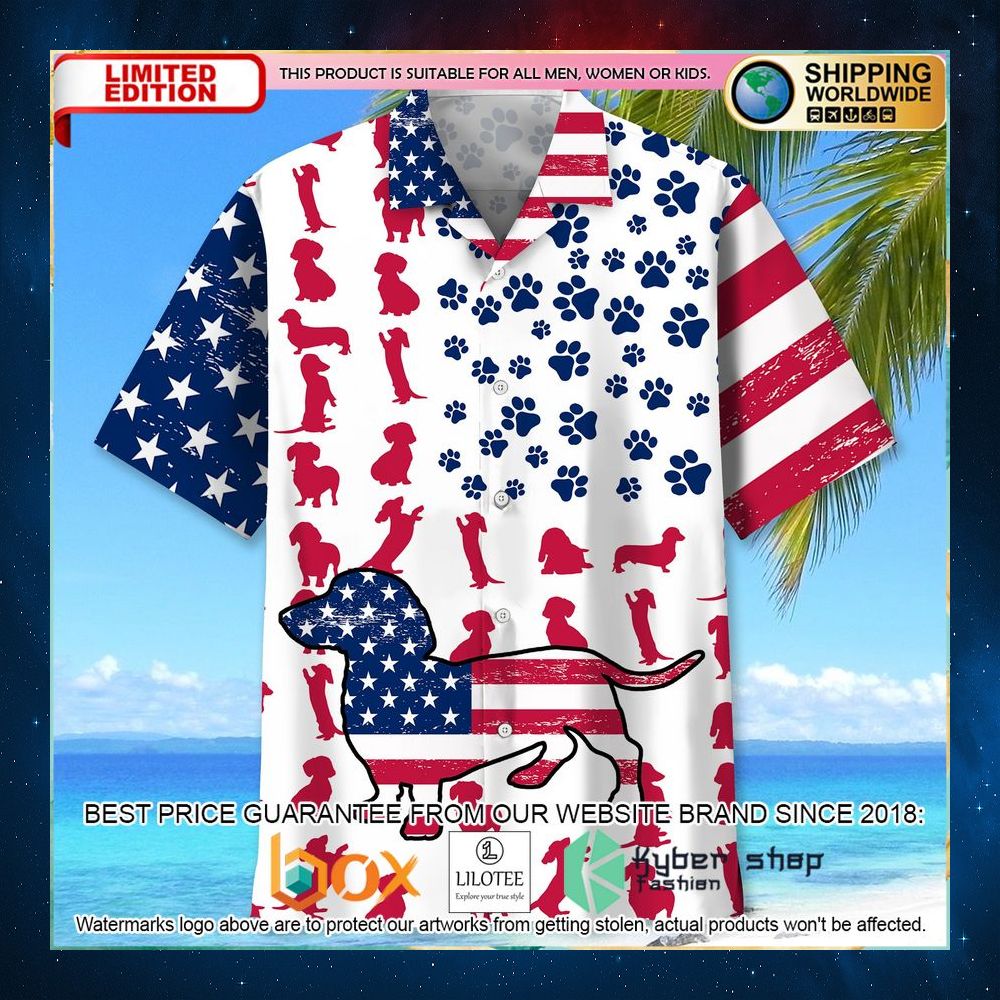 dachshund us flag hawaiian shirt 2 206