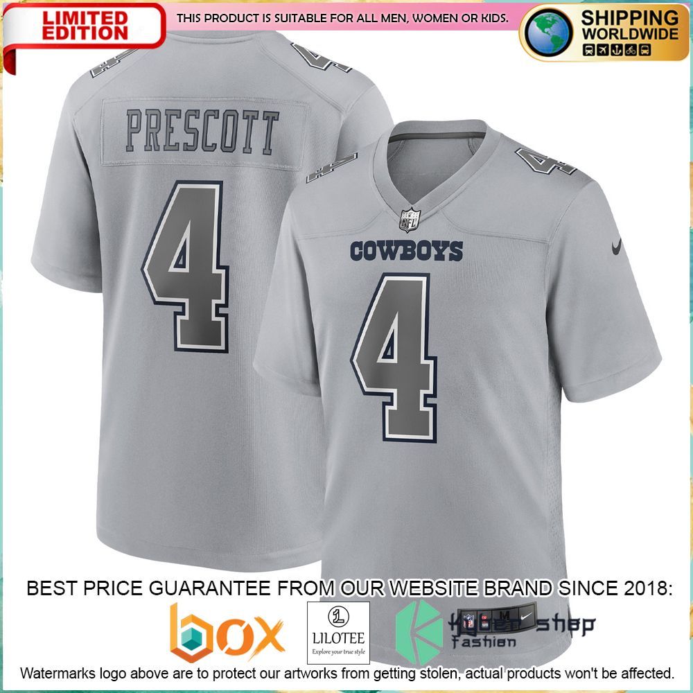 dak prescott dallas cowboys nike gray football jersey 1 821