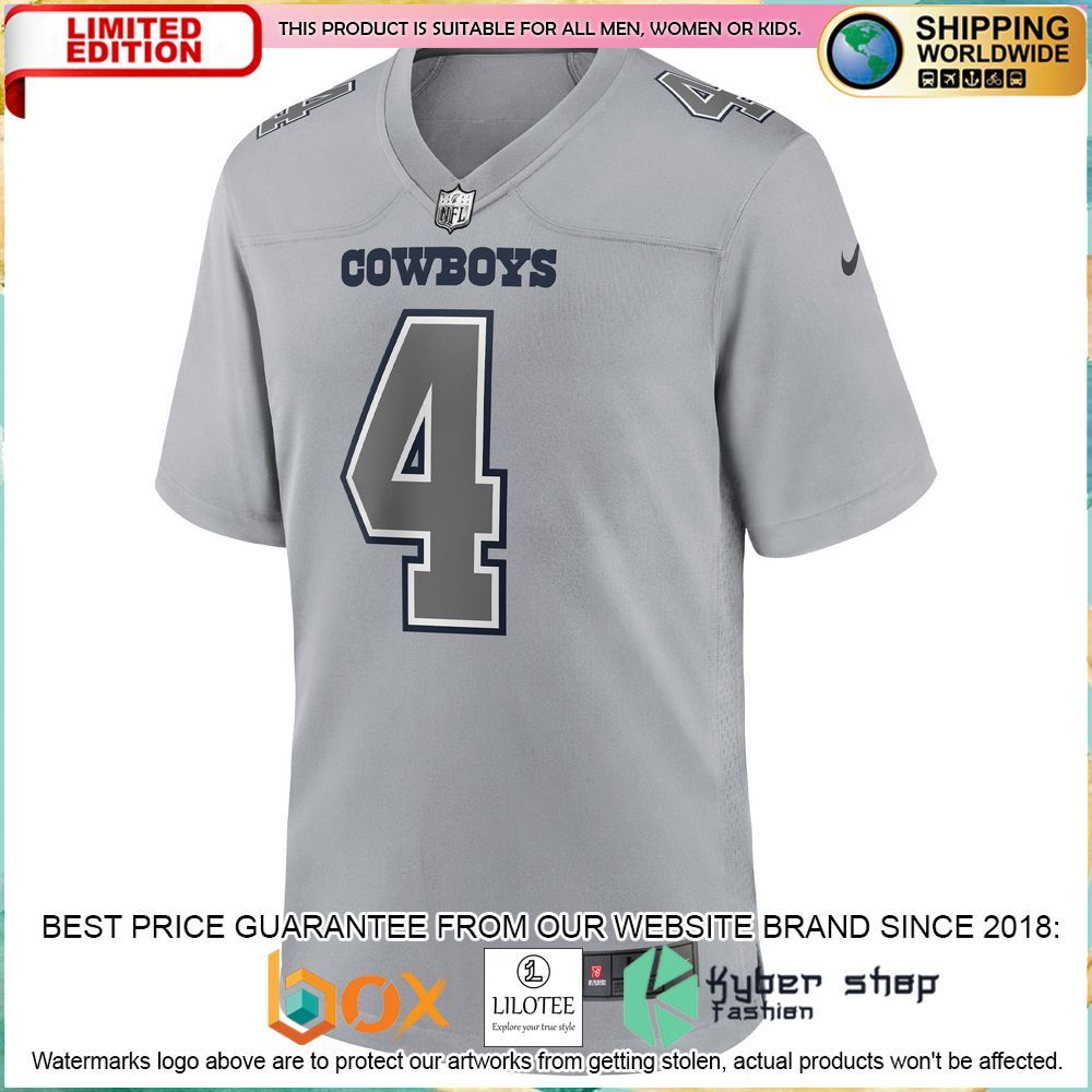 dak prescott dallas cowboys nike gray football jersey 2 367
