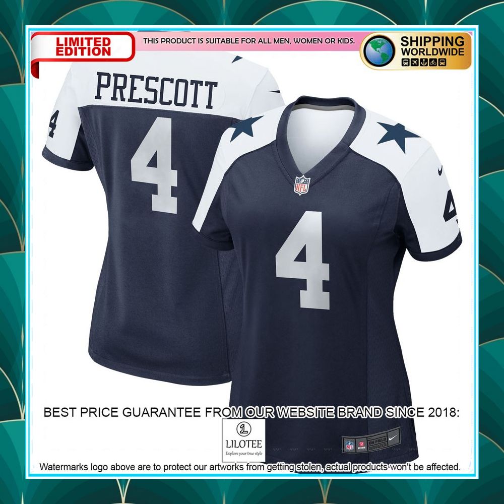 dak prescott dallas cowboys womens alternate football team navy football jersey 1 842