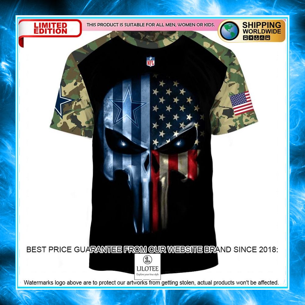 dallas cowboys army camouflage american flag punisher skull 3d shirt hoodie 2 401