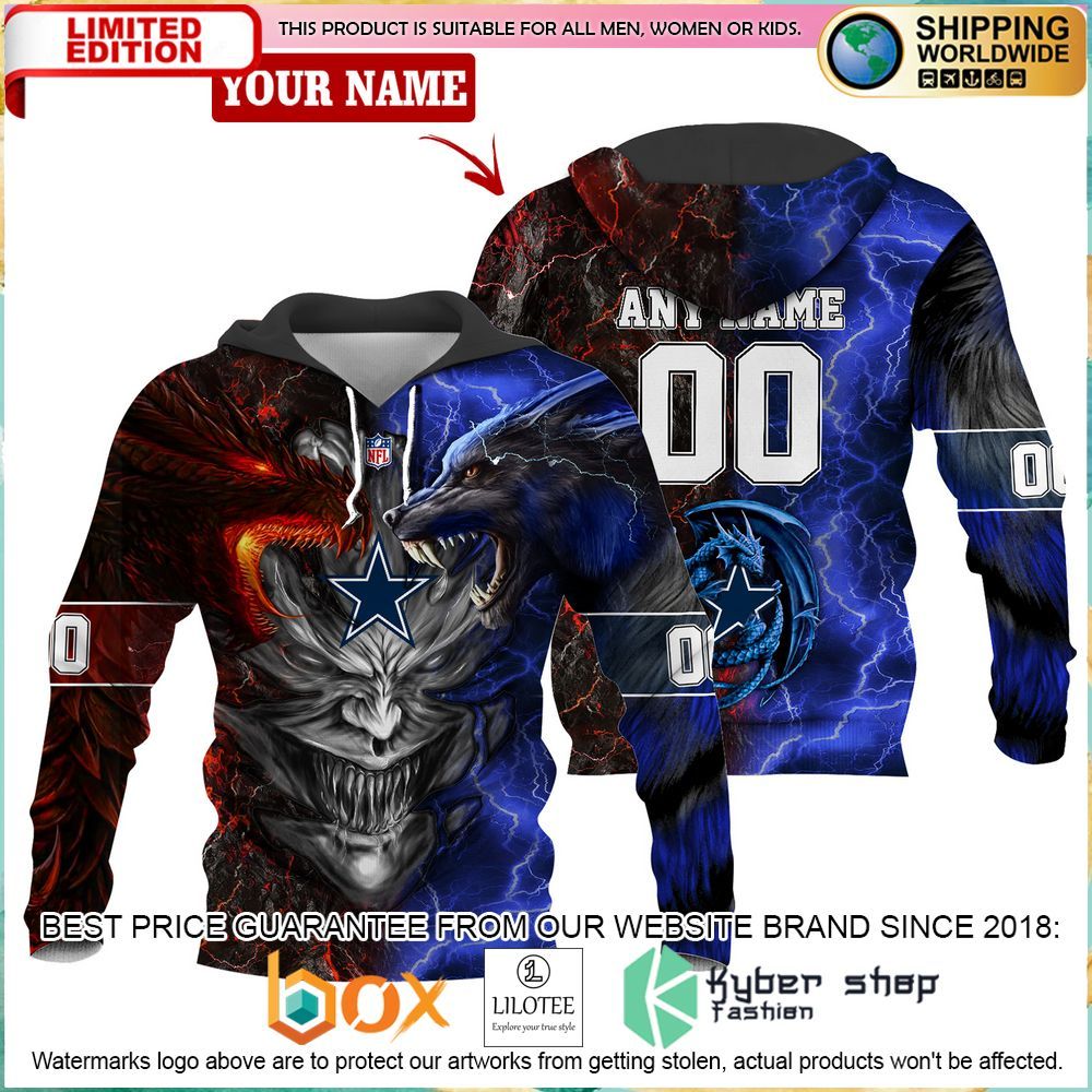 dallas cowboys demon face dragon wolf personalized hoodie pant 1 373