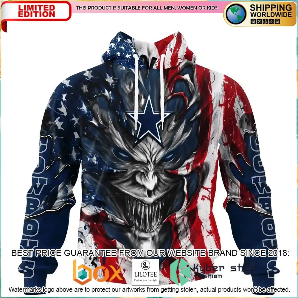 dallas cowboys demon face us flag personalized hoodie shirt 2 473