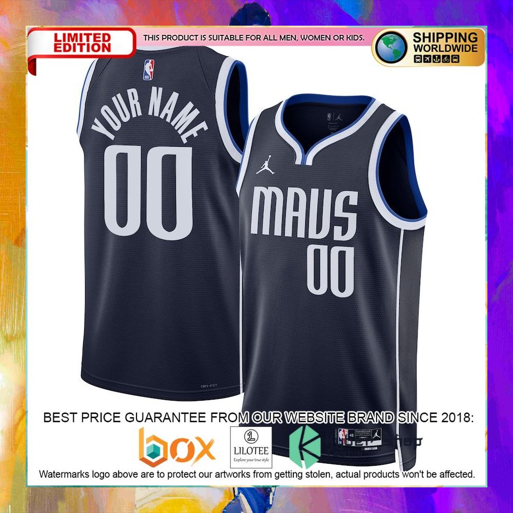 dallas mavericks 2022 23 custom navy basketball jersey 1 77