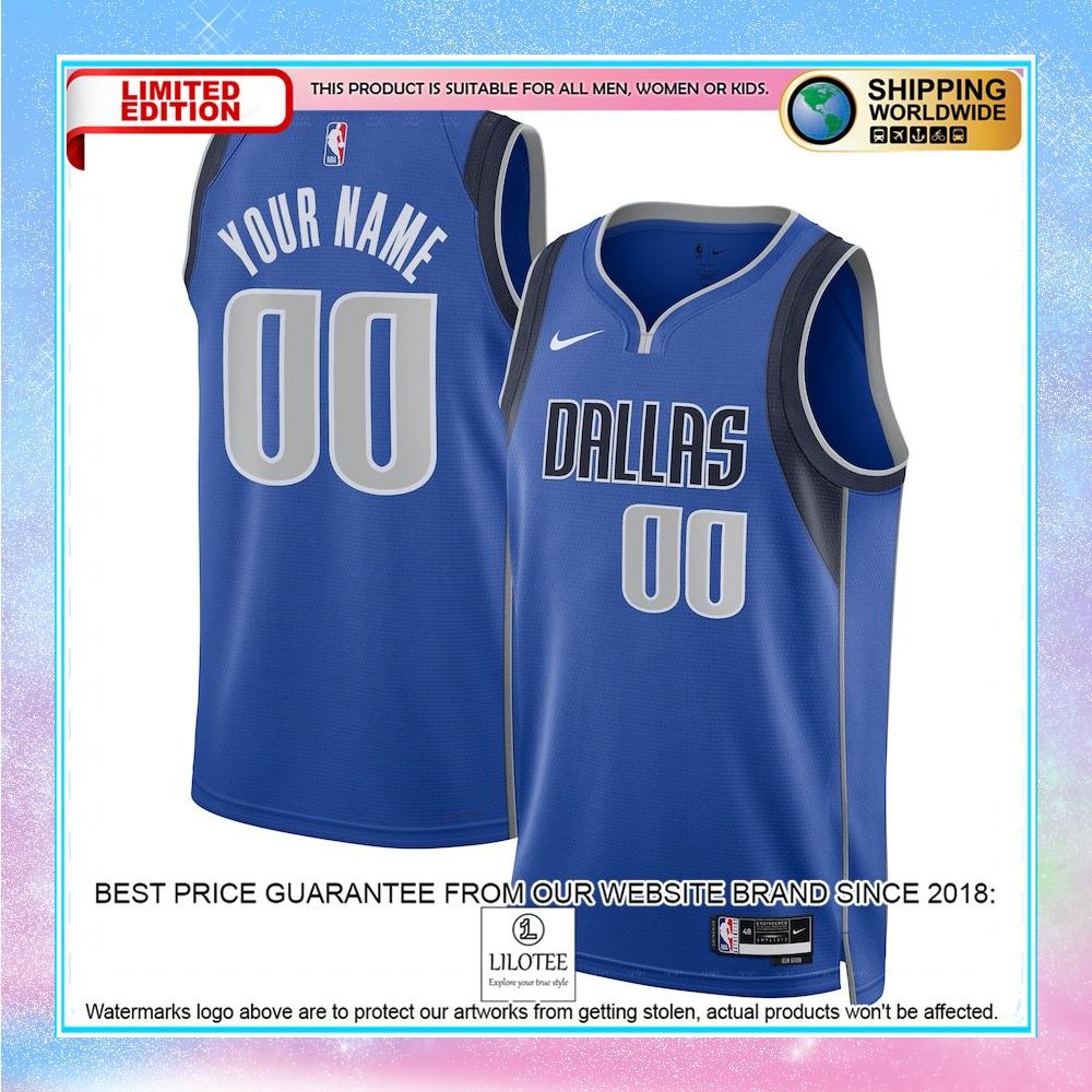 dallas mavericks nike unisex 2022 23 custom royal basketball jersey 1 791