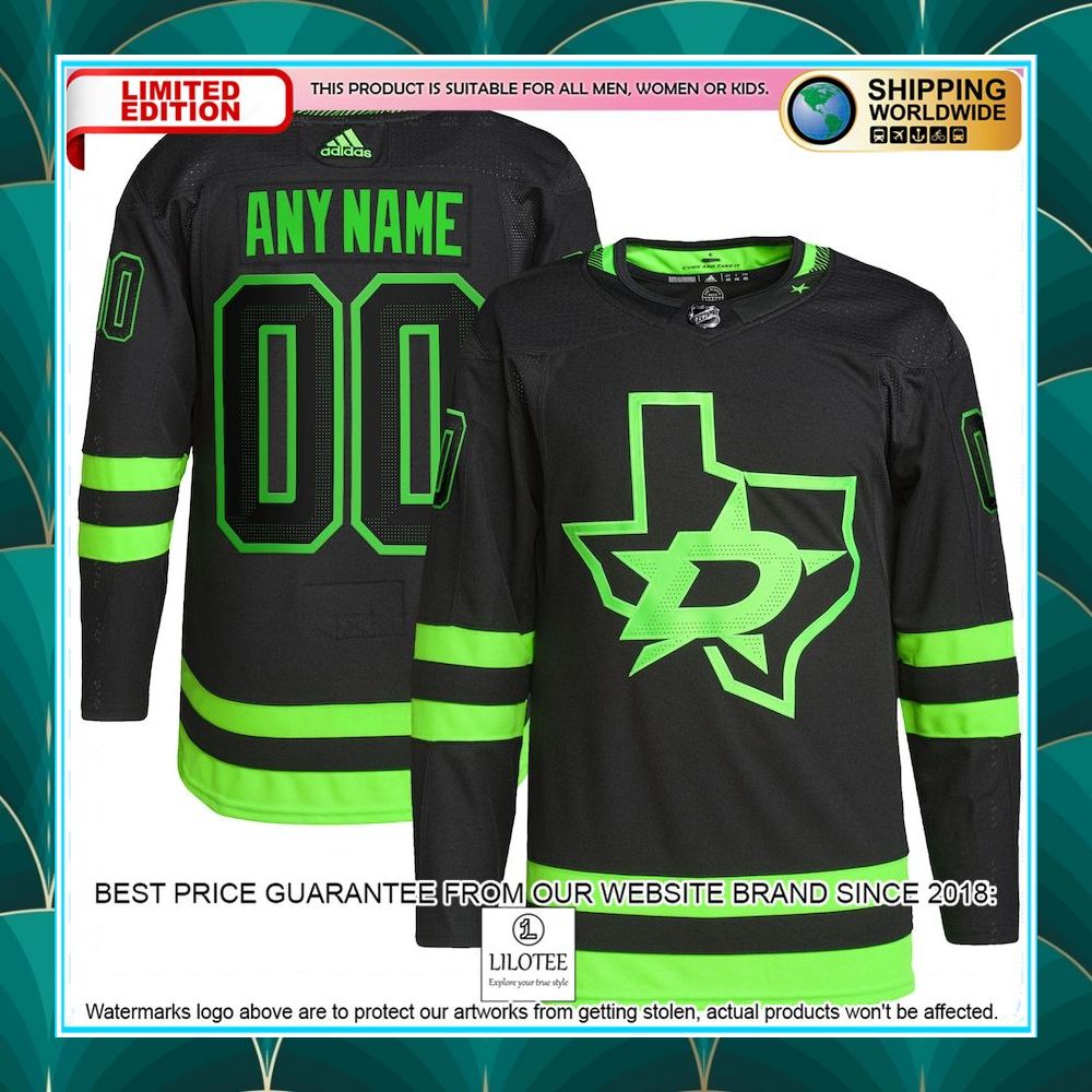 dallas stars adidas alternate primegreen pro custom black hockey jersey 1 910