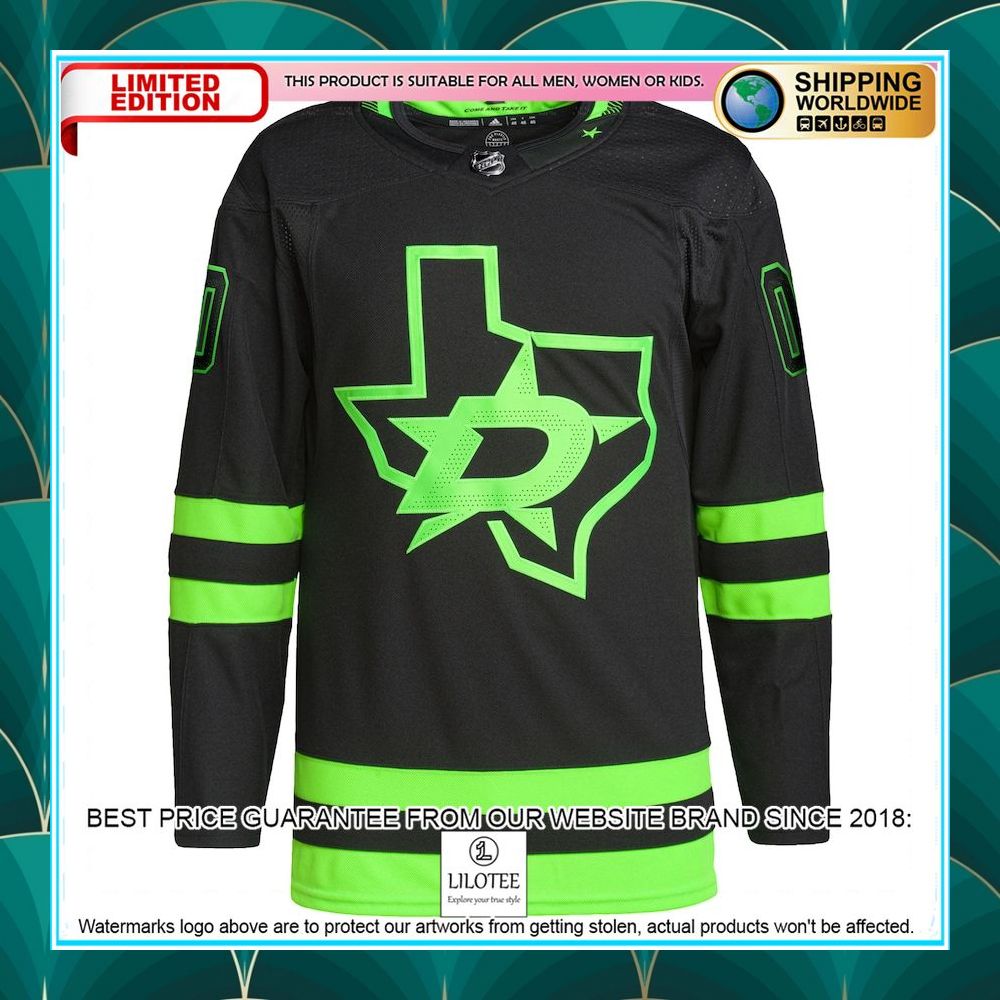 dallas stars adidas alternate primegreen pro custom black hockey jersey 2 135