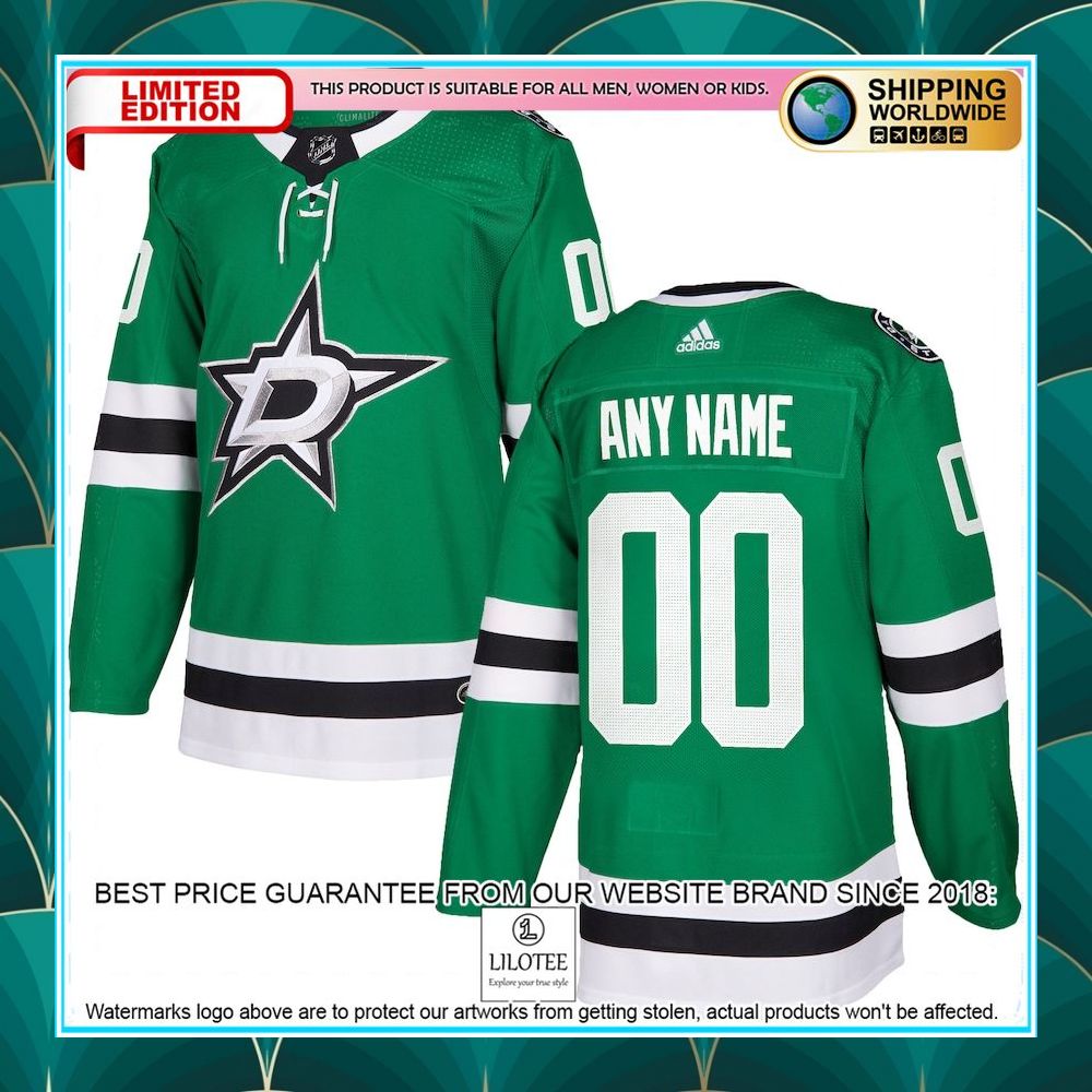 dallas stars adidas custom kelly green hockey jersey 1 458