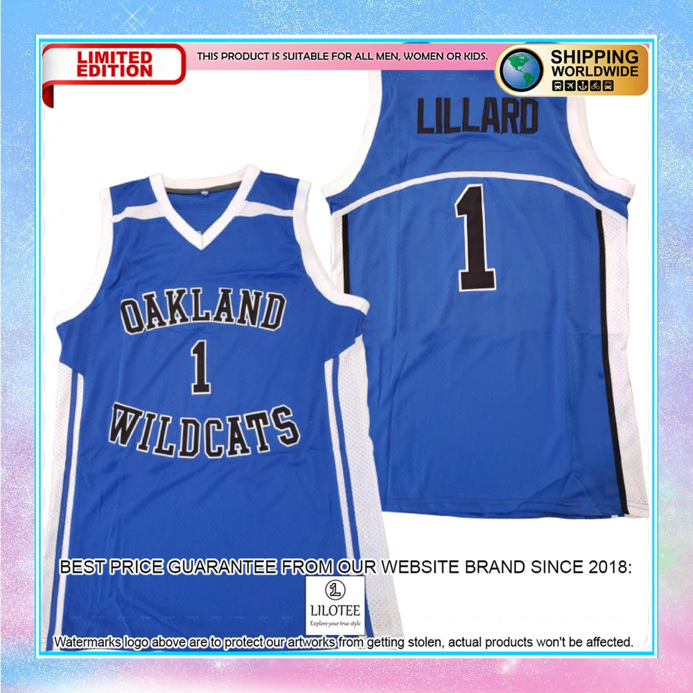 damian lillard oakland wildcats high school basketball jersey 1 653