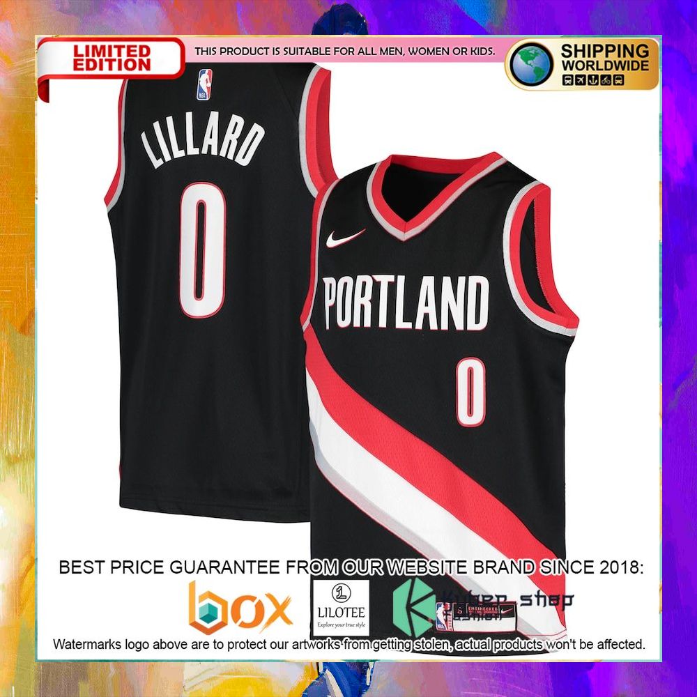 damian lillard portland trail blazers 2020 21 black basketball jersey 1 308